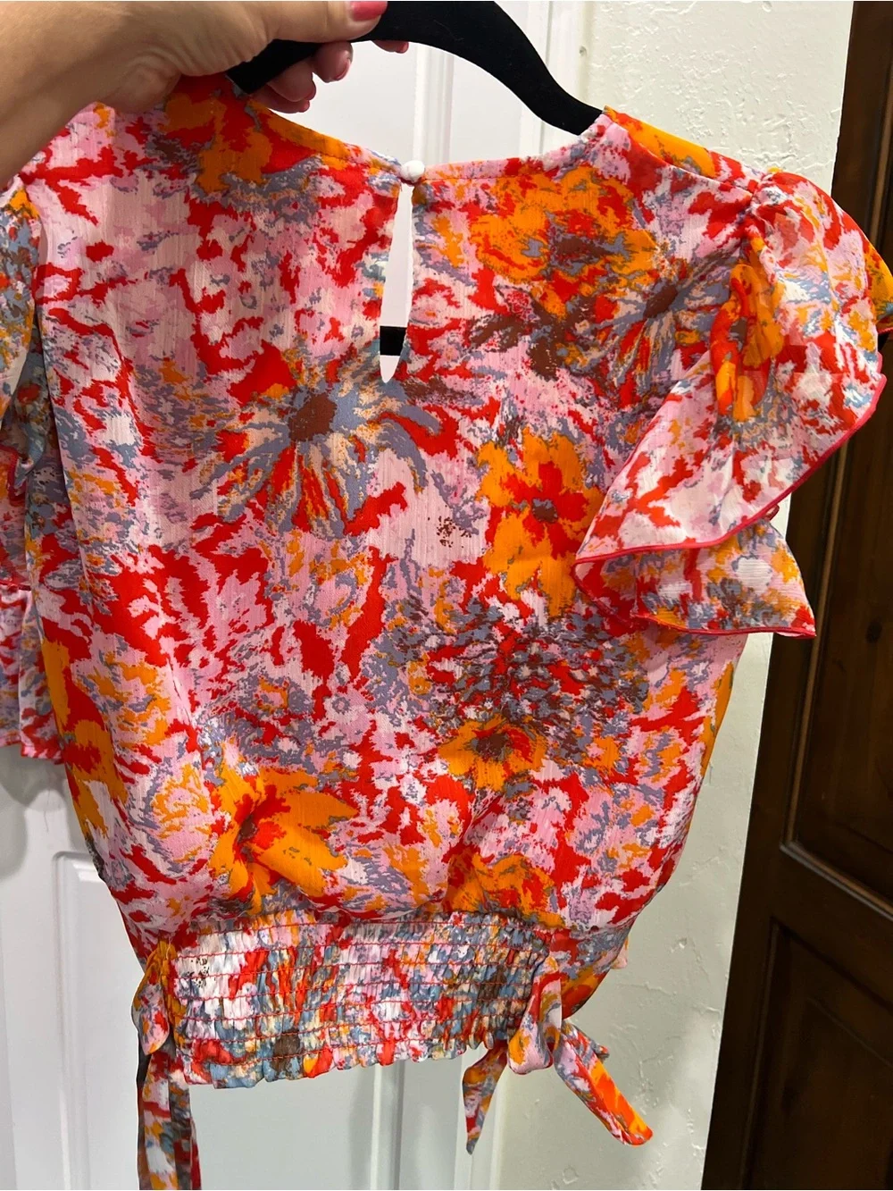 Chelsea & Violet Orange and Pink Floral Tie-Waist Top & Skirt Set